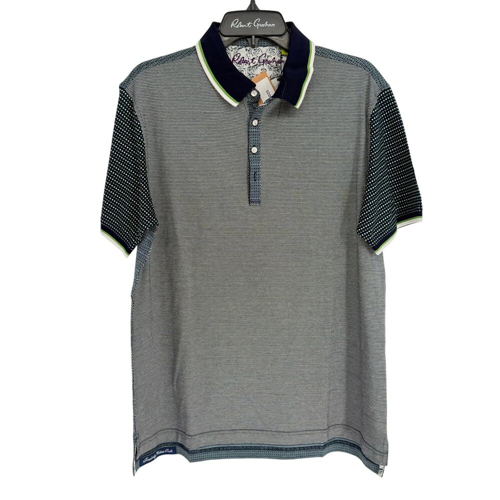 Robert Graham Short Sleeve Knit Performance Polo Shirt Geometric Print M